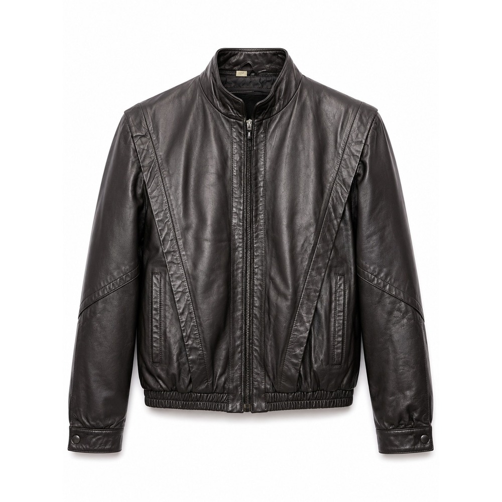 Vintage Wilsons Black Leather Jacket 80s Thriller Style Paneled Bomber Womens 16
